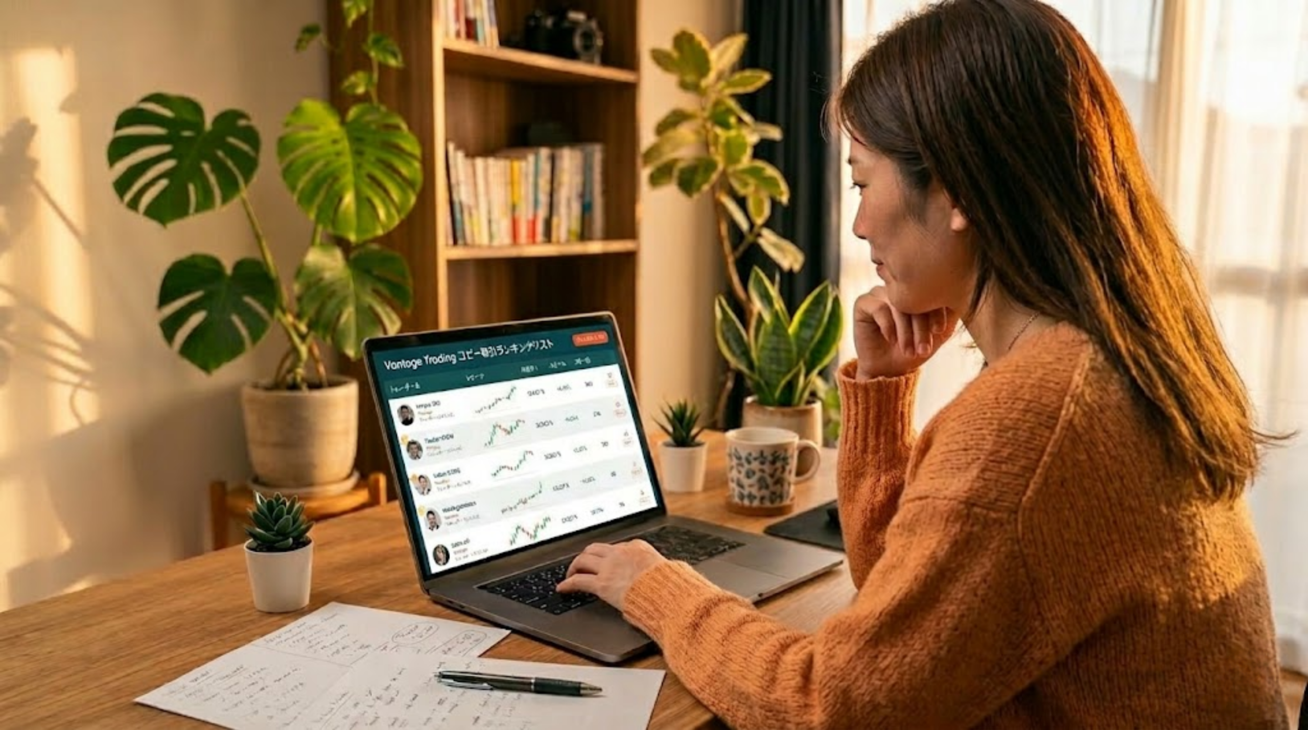 コピートレードのランキング画面とフィルター機能のイメージ画像